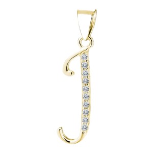 Pandantiv argint placat cu aur galben initiala litera J cu pietre DiAmanti LZ0002G_J-DIA (Argint 925‰ 0,6 g.)